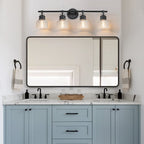 Black Bathroom Vanity Wall Light with Clear Prismatic Glass Shade