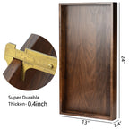 KINWELL Rectangle Black Walnut Wood Serving Tray Ottoman Tray