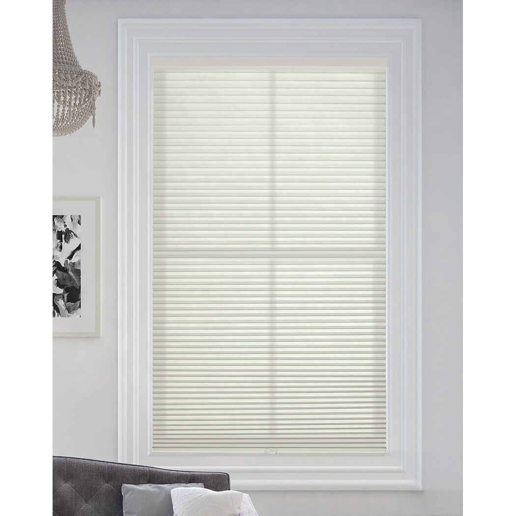 BlindsAvenue Cordless Light Filtering Cellular Honeycomb Shade, 9/16 Single Cell, Winter White