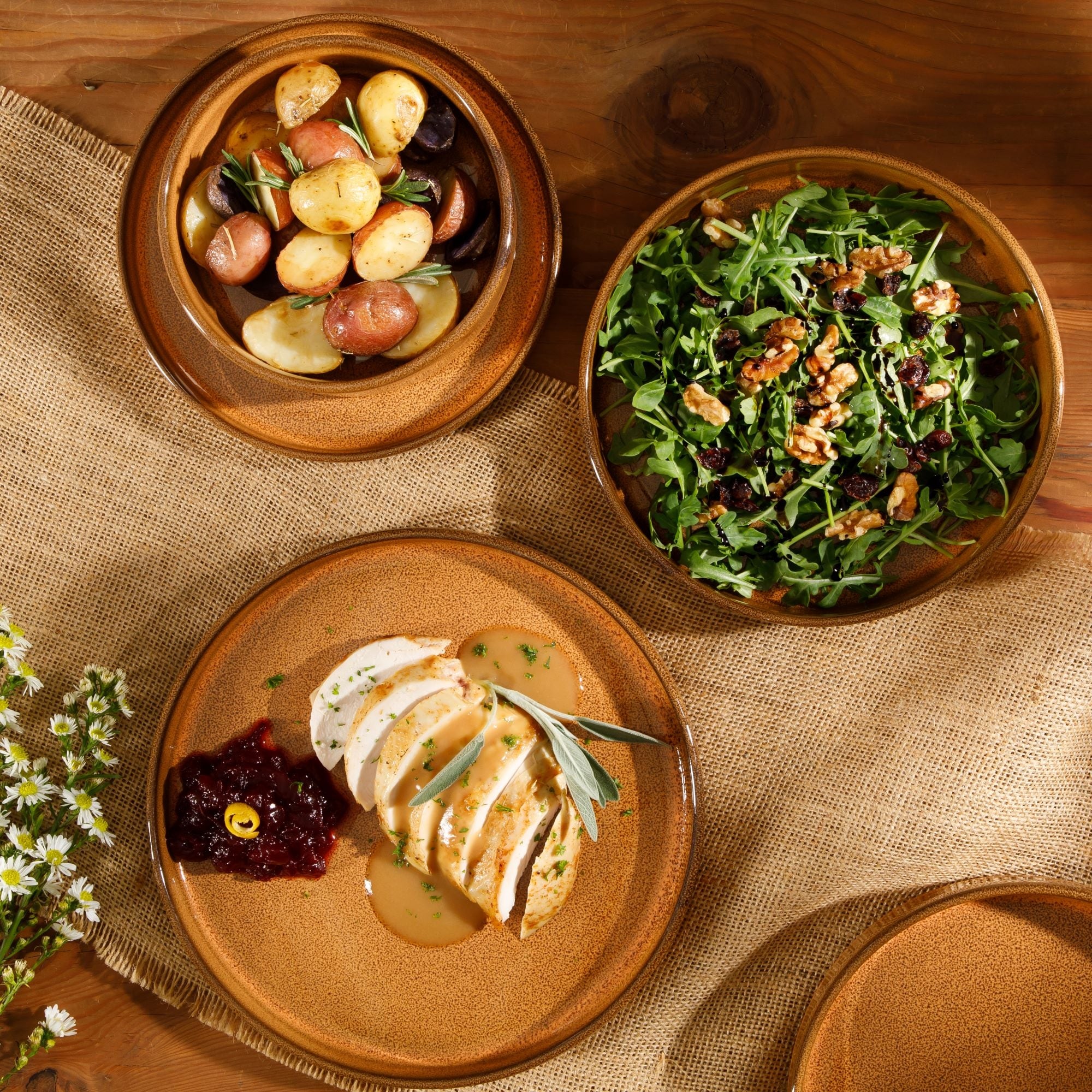 Bloomhouse Santorini Mist 16 Piece Double Bowl Terracotta Reactive Glaze Plates and Bowls Dinnerware Set