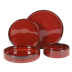 Bloomhouse Santorini Mist 16 Piece Double Bowl Terracotta Reactive Glaze Plates and Bowls Dinnerware Set