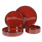 Bloomhouse Santorini Mist 16 Piece Double Bowl Terracotta Reactive Glaze Plates and Bowls Dinnerware Set