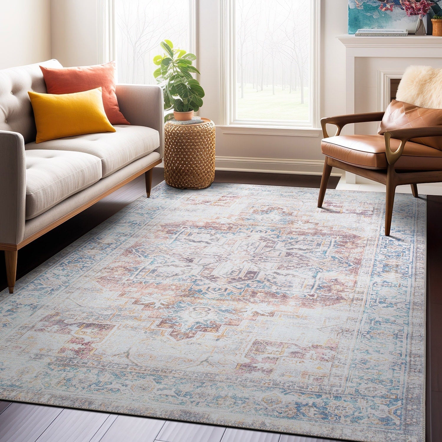 Bohemian Distressed Machine Washable Area Rug