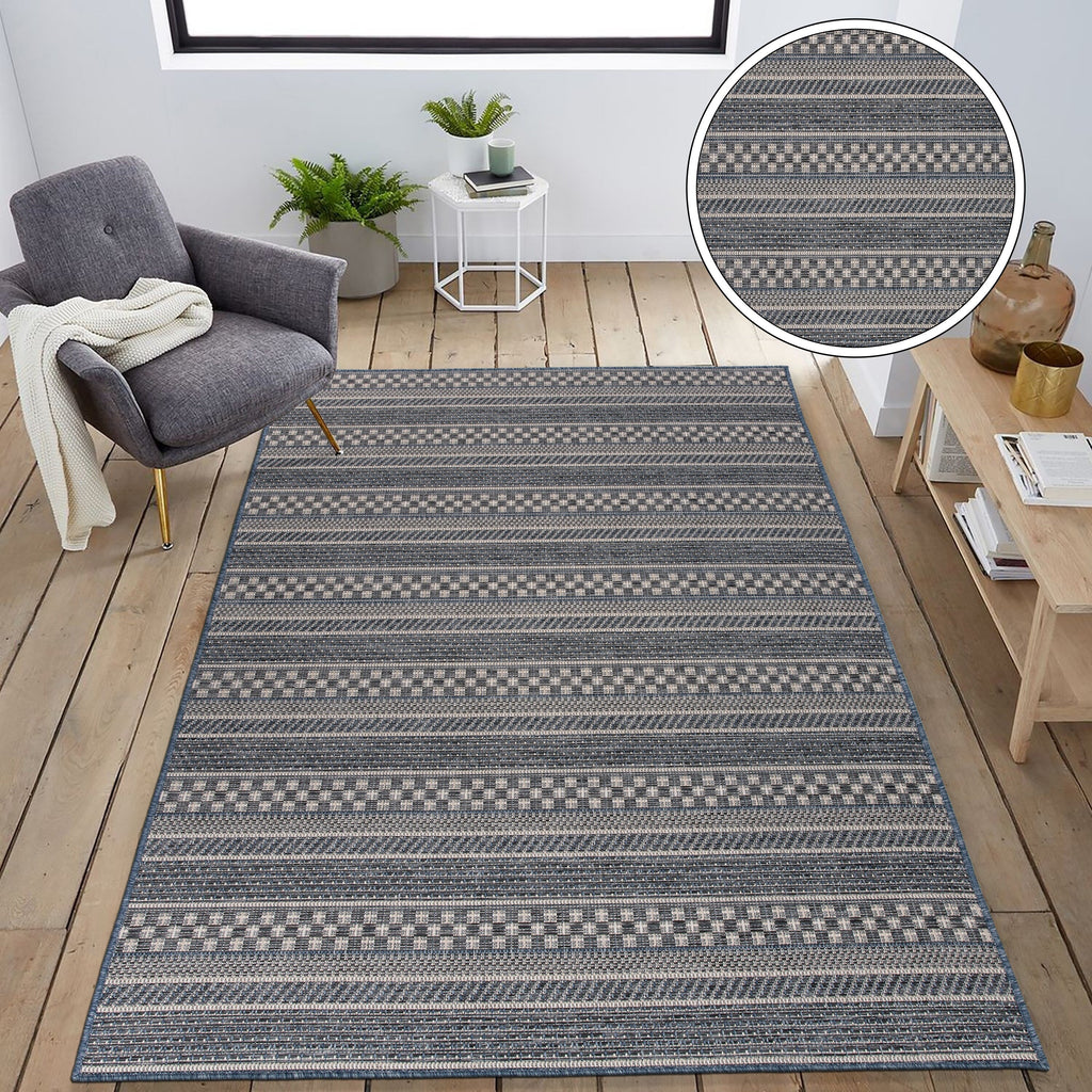 World Rug Gallery Bohemian Geometric Stripe Indoor/Outdoor Area Rug