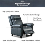 Genuine Leather Push Back Recliner Chair with Comfortable Arms and Back