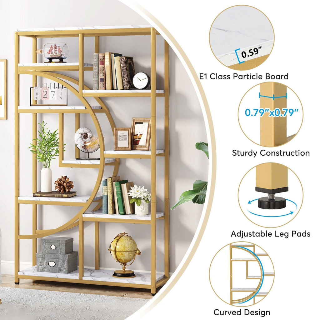 Bookshelf 5 Shelf Industrial Etagere Bookcase for Bedroom, Living Room, Home Office