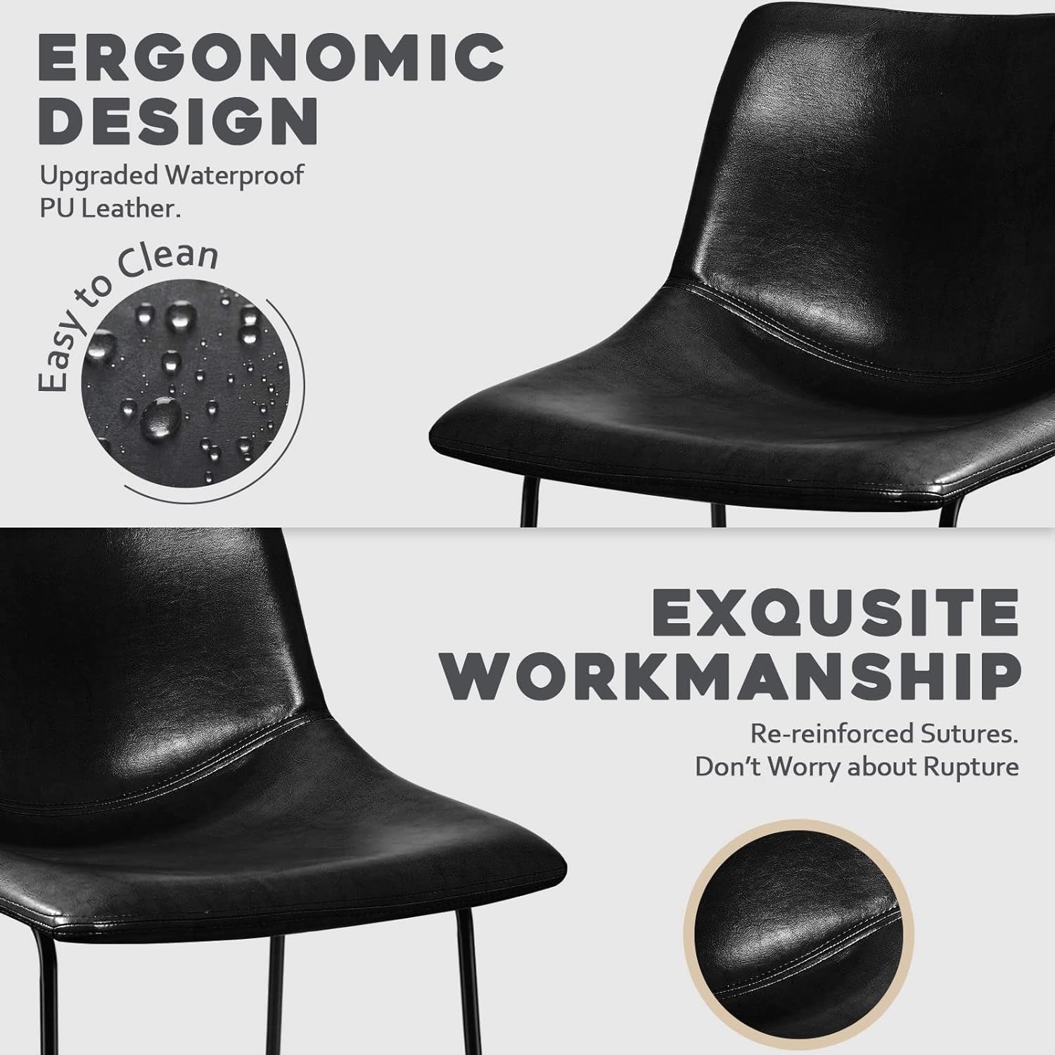 Bossin 18/26/30 inch Bar Stools,Counter Height Bar Stools with Back Modern PU Leather Stools Dining Chair with Footrest