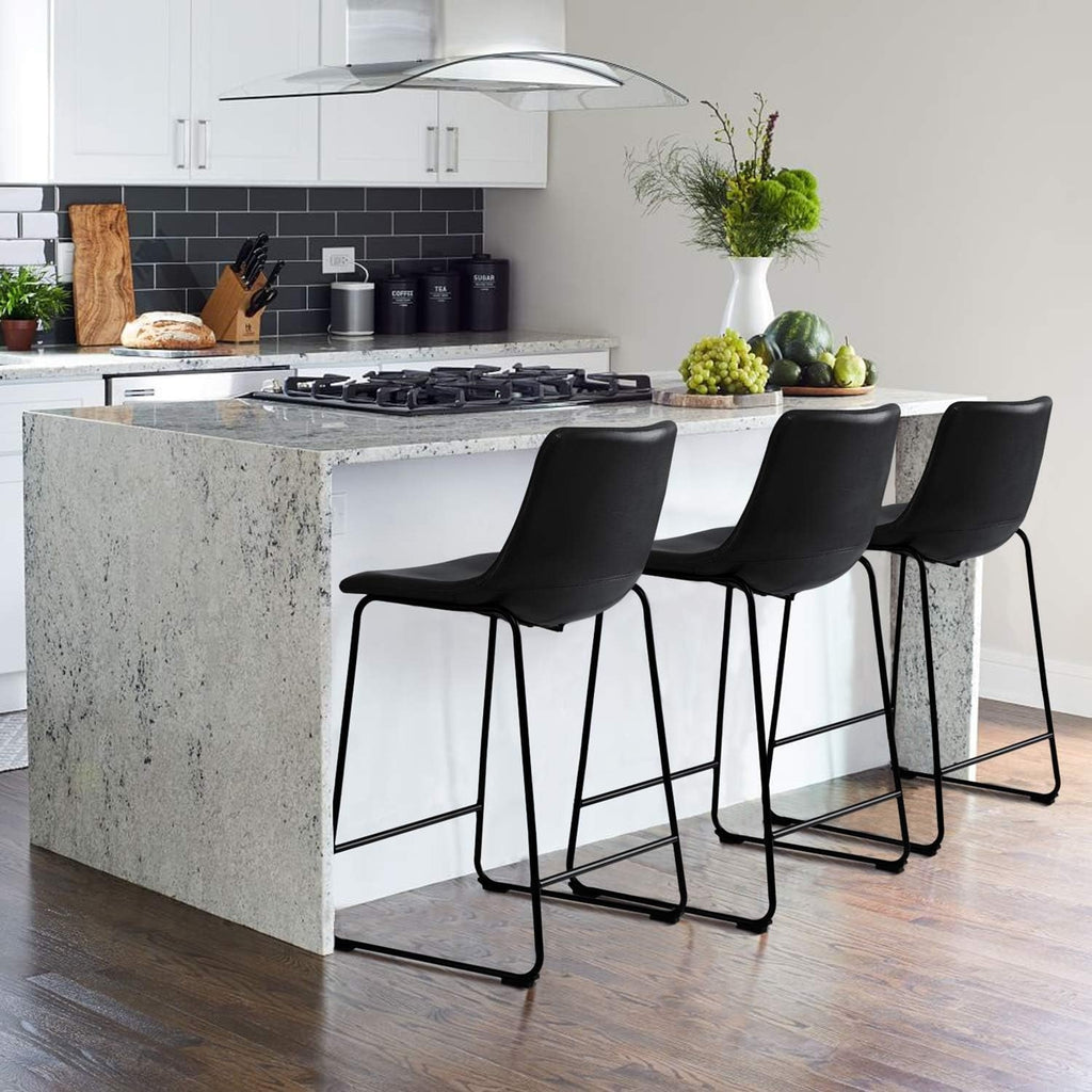 Bossin 18/26/30 inch Bar Stools,Counter Height Bar Stools with Back Modern PU Leather Stools Dining Chair with Footrest