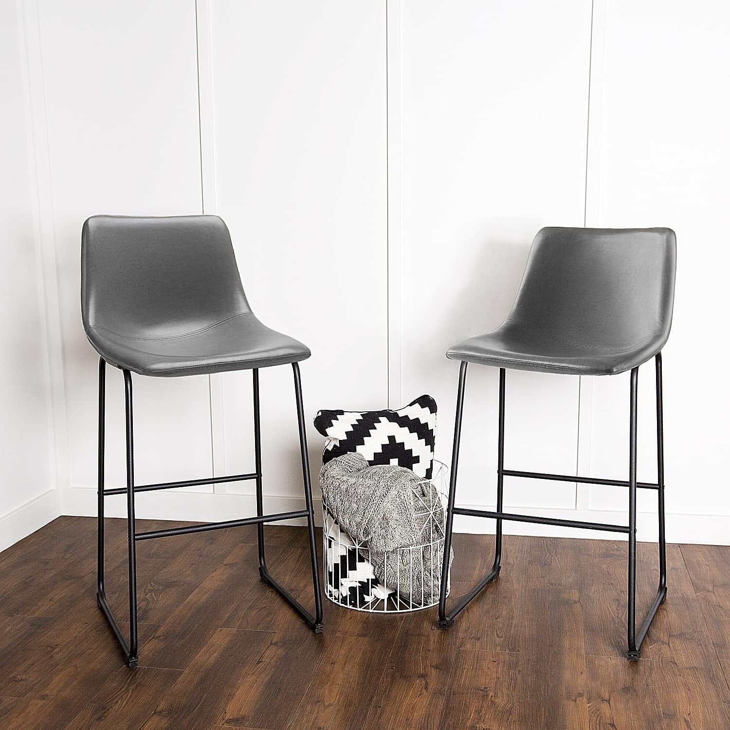 Bossin 18/26/30 inch Bar Stools,Counter Height Bar Stools with Back Modern PU Leather Stools Dining Chair with Footrest