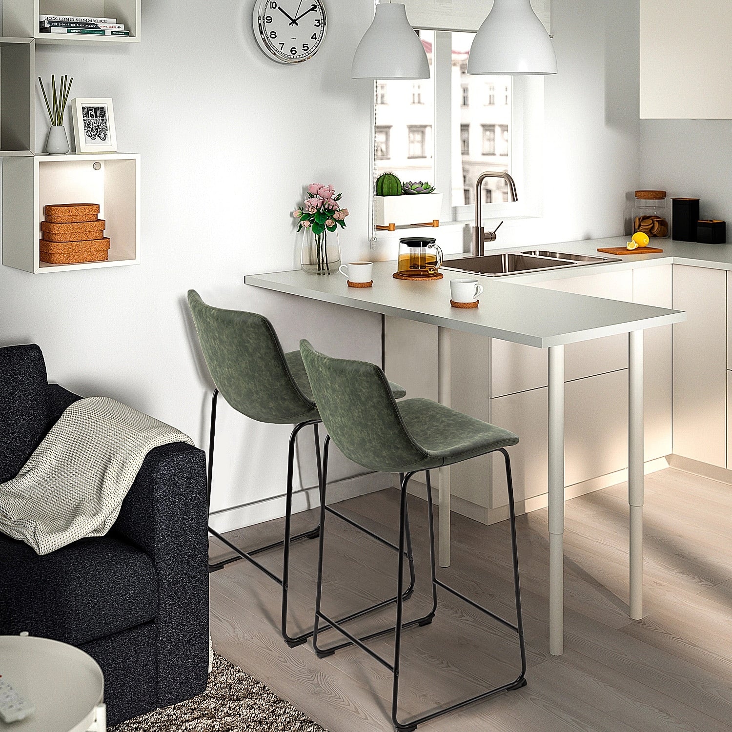 Bossin 18/26/30 inch Bar Stools,Counter Height Bar Stools with Back Modern PU Leather Stools Dining Chair with Footrest