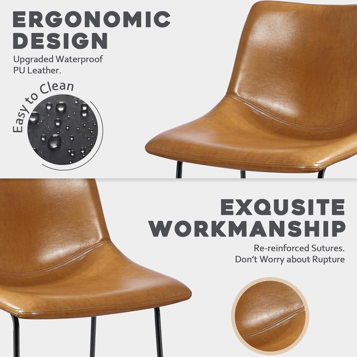 Bossin 18/26/30 inch Bar Stools,Counter Height Bar Stools with Back Modern PU Leather Stools Dining Chair with Footrest