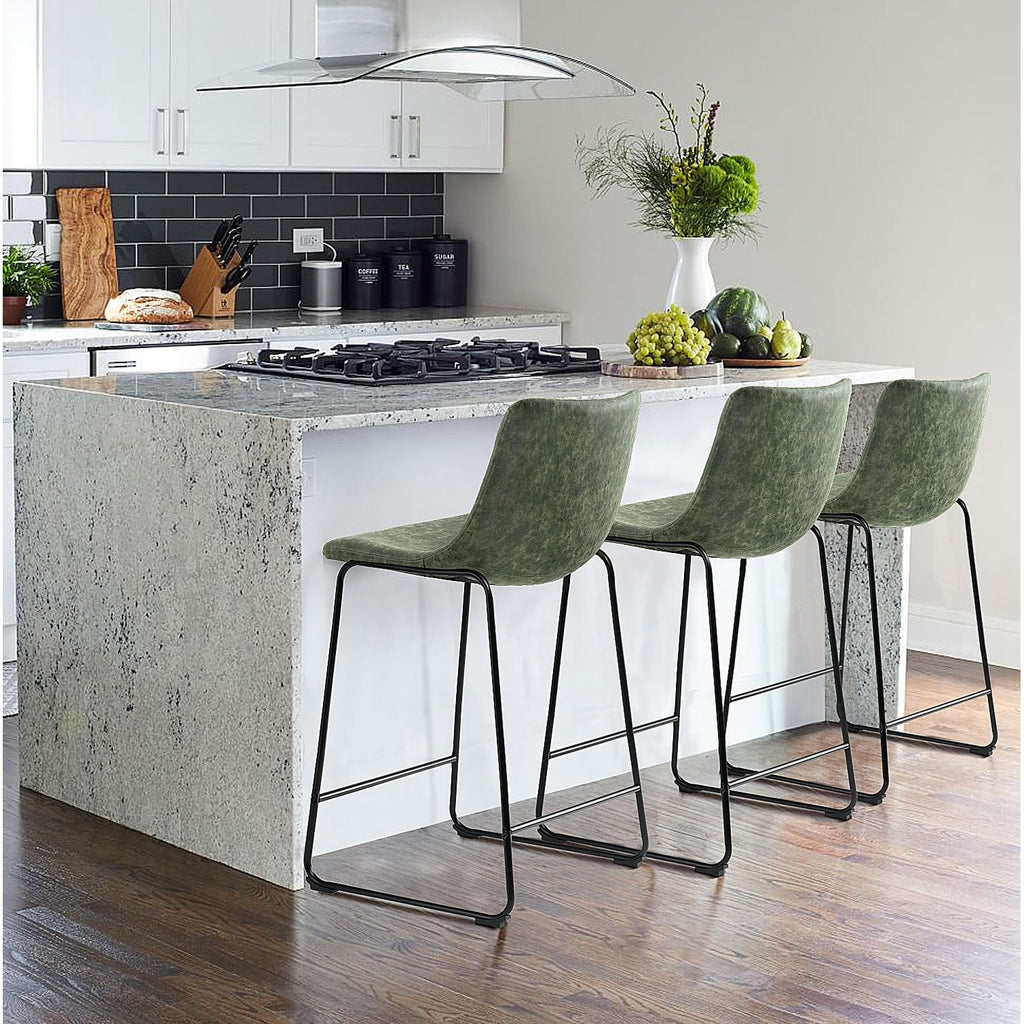 Bossin 18/26/30 inch Bar Stools,Counter Height Bar Stools with Back Modern PU Leather Stools Dining Chair with Footrest