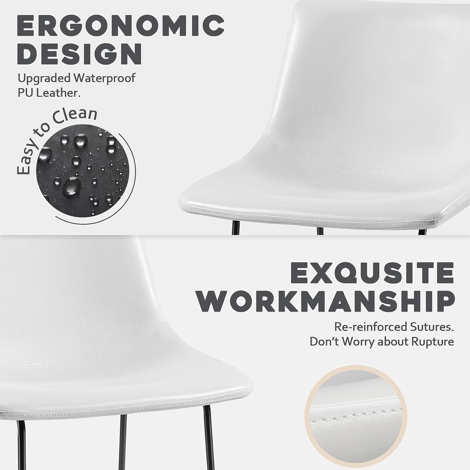 Bossin 18/26/30 inch Bar Stools,Counter Height Bar Stools with Back Modern PU Leather Stools Dining Chair with Footrest