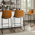 Bossin 18/26/30 inch Bar Stools,Counter Height Bar Stools with Back Modern PU Leather Stools Dining Chair with Footrest