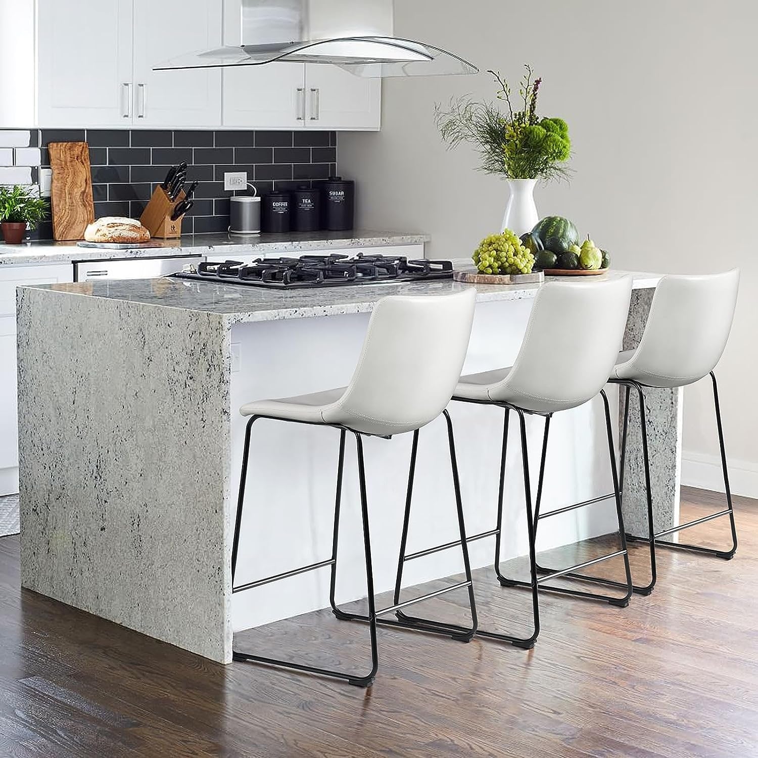 Bossin 18/26/30 inch Bar Stools,Counter Height Bar Stools with Back Modern PU Leather Stools Dining Chair with Footrest