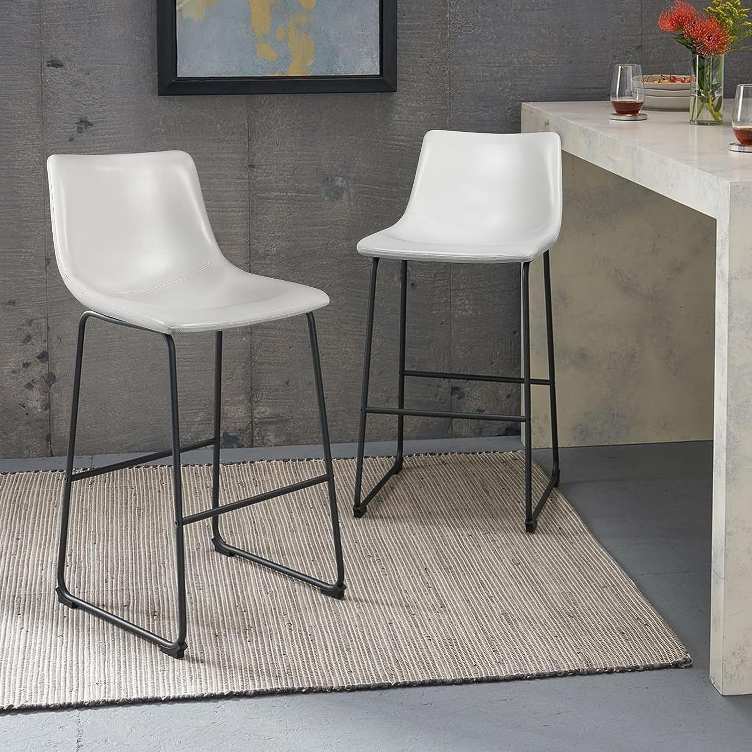 Bossin 18/26/30 inch Bar Stools,Counter Height Bar Stools with Back Modern PU Leather Stools Dining Chair with Footrest