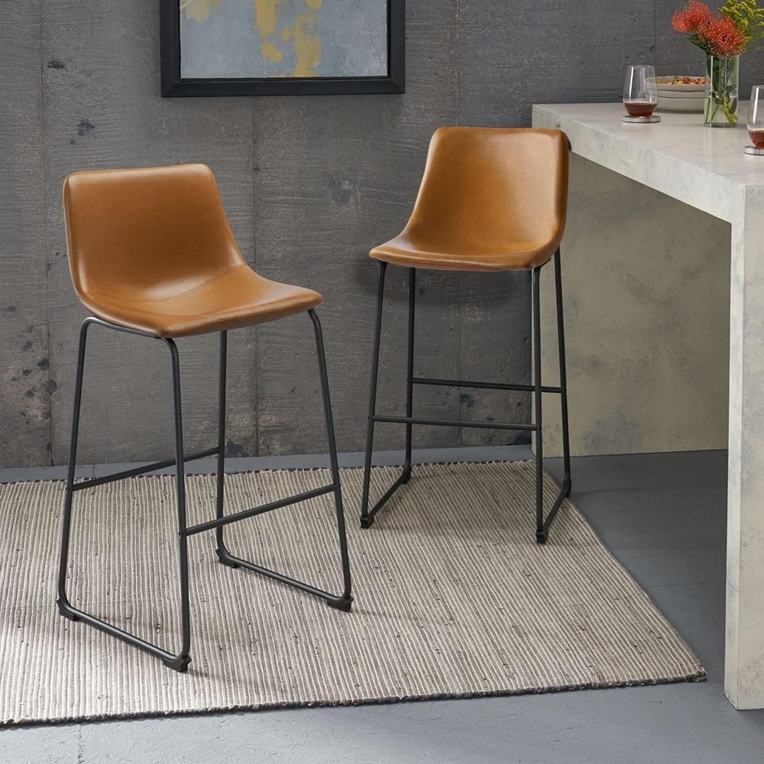 Bossin 18/26/30 inch Bar Stools,Counter Height Bar Stools with Back Modern PU Leather Stools Dining Chair with Footrest