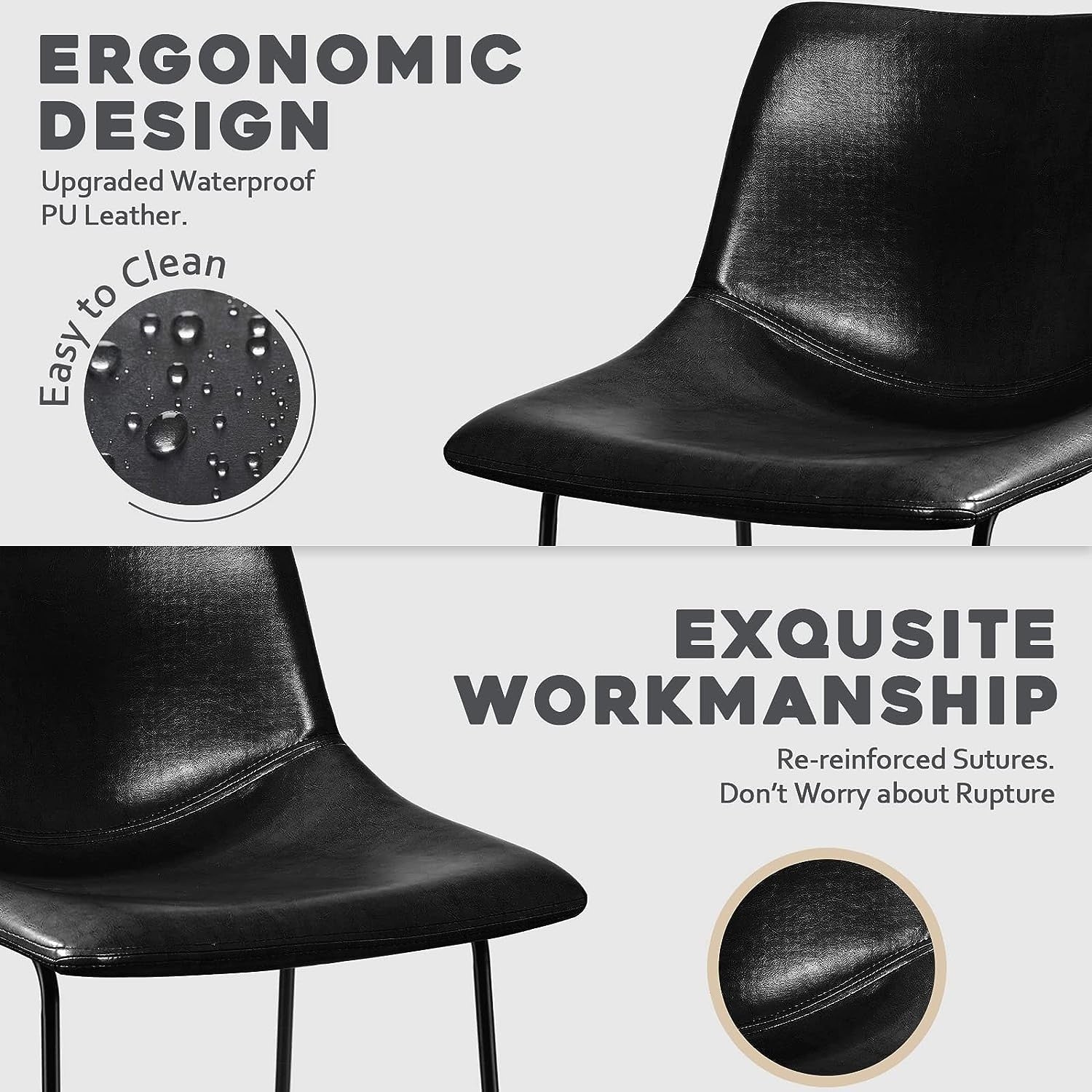 Bossin 18/26/30 inch Bar Stools,Counter Height Bar Stools with Back Modern PU Leather Stools Dining Chair with Footrest