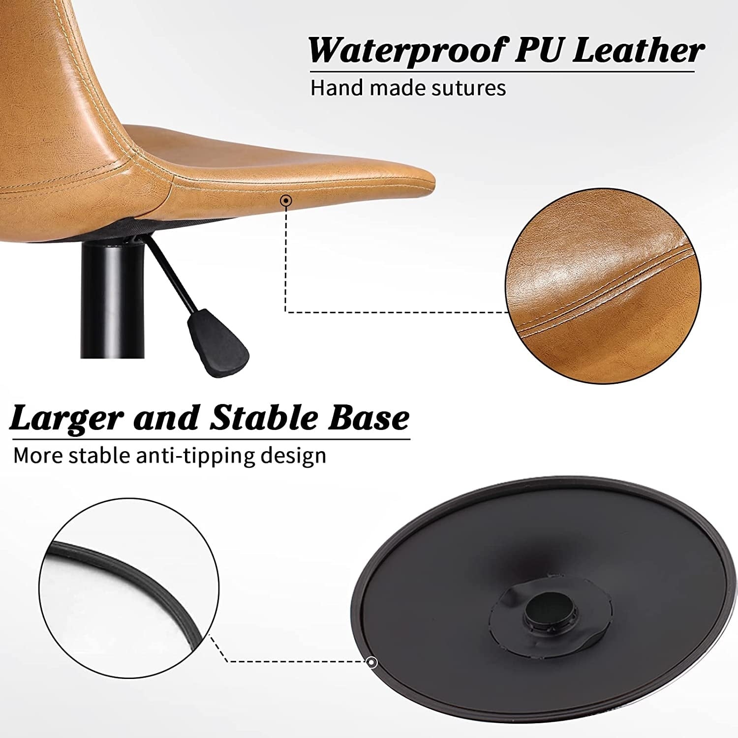 Bossin Adjustable Swivel Bar Stools with Backs – Counter Height