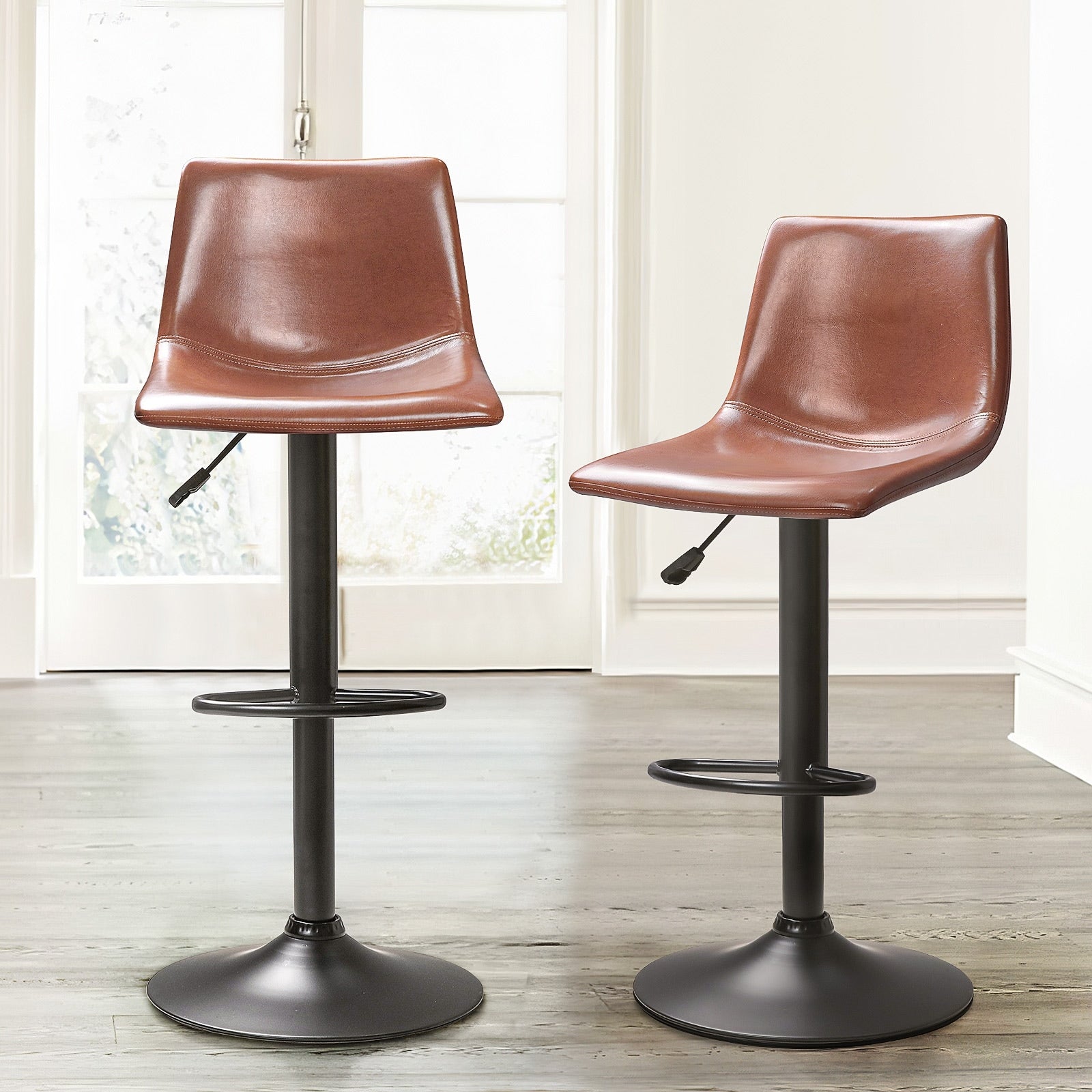 Bossin Adjustable Swivel Bar Stools with Backs – Counter Height