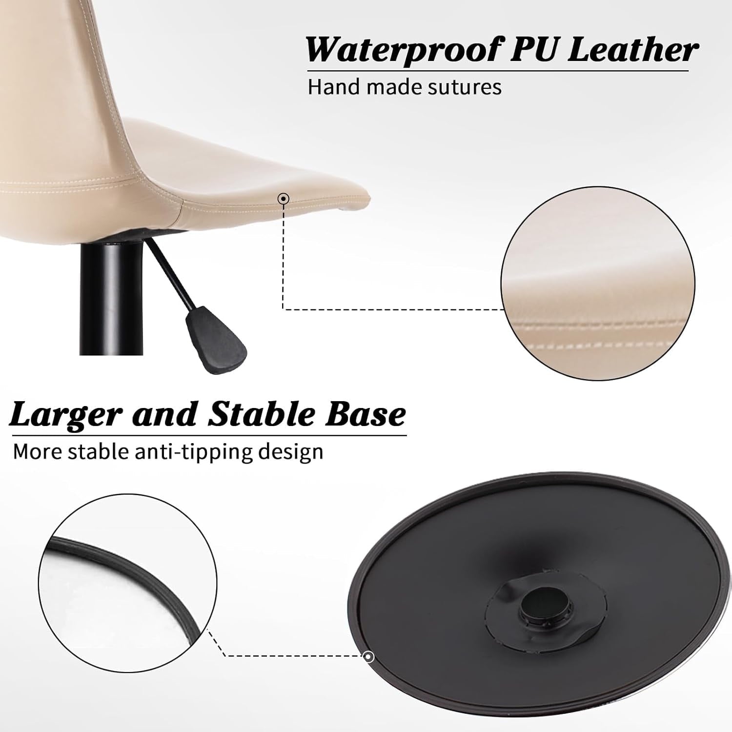 Bossin Adjustable Swivel Bar Stools with Backs – Counter Height