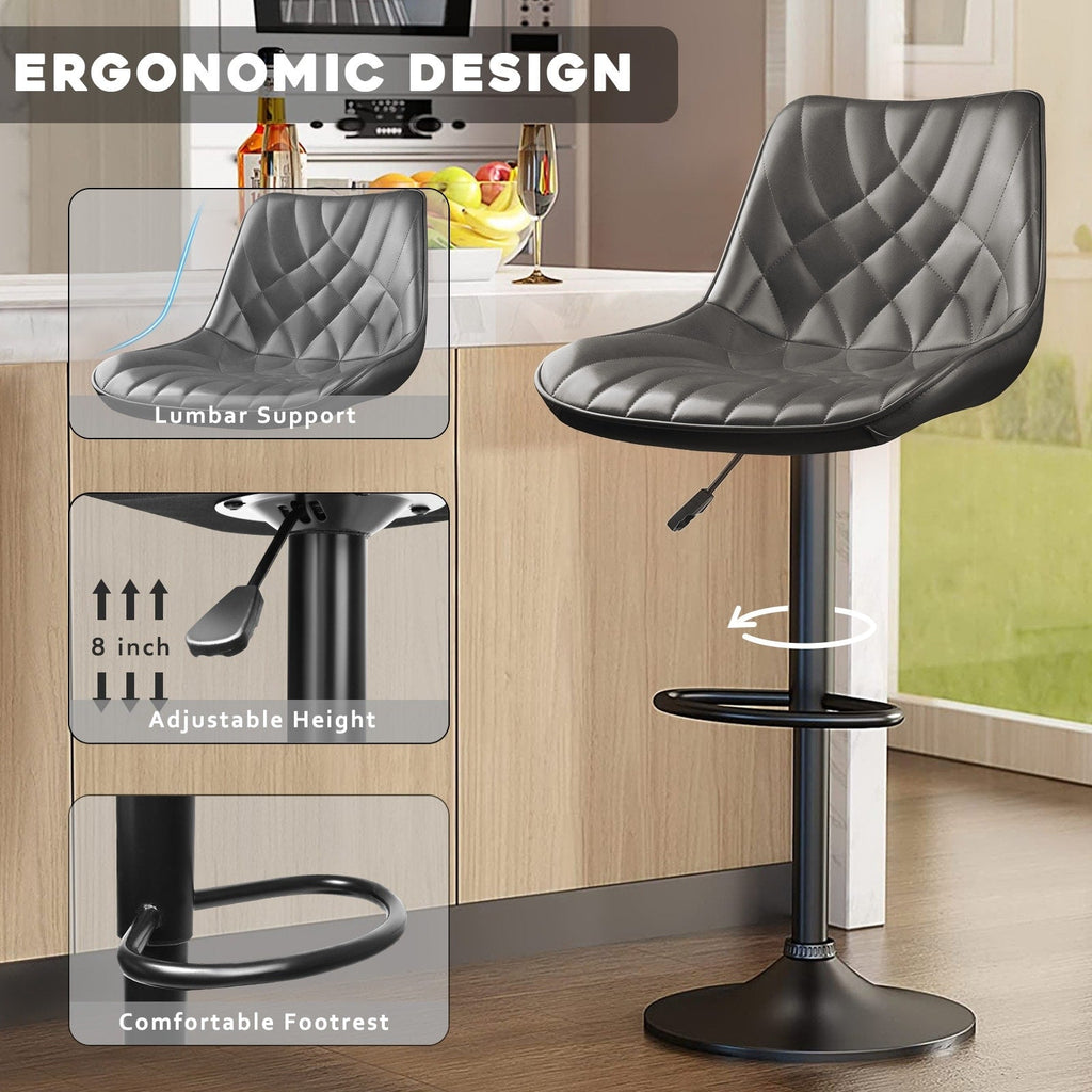 Bossin Adjustable Swivel Bar Stools with Backs – Counter Height