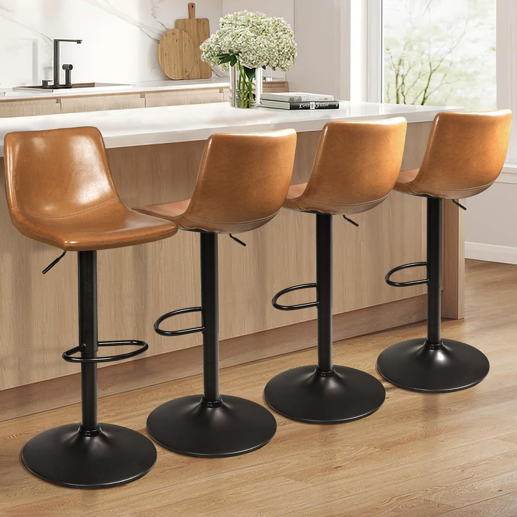 Bossin Adjustable Swivel Bar Stools with Backs – Counter Height