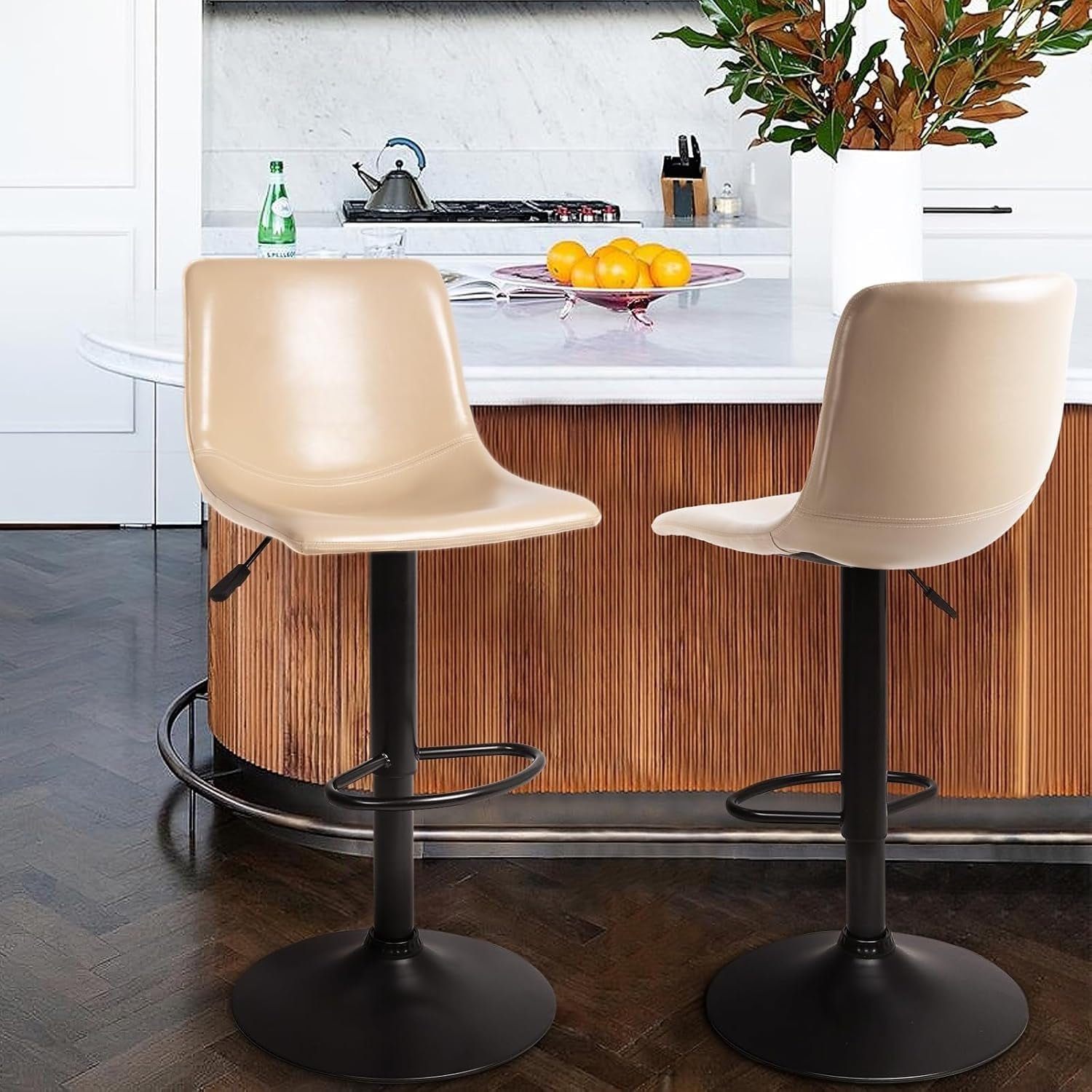 Bossin Adjustable Swivel Bar Stools with Backs – Counter Height