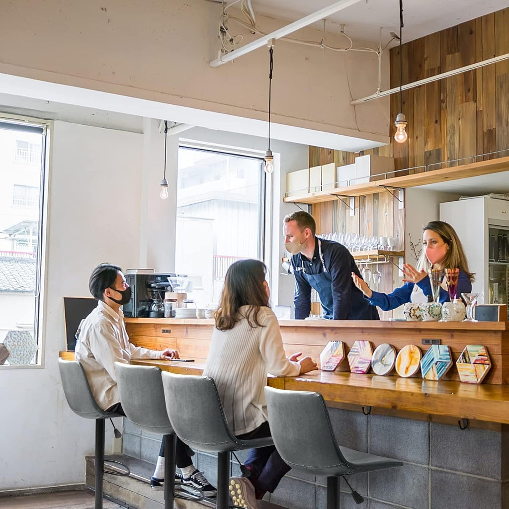 Bossin Adjustable Swivel Bar Stools with Backs – Counter Height