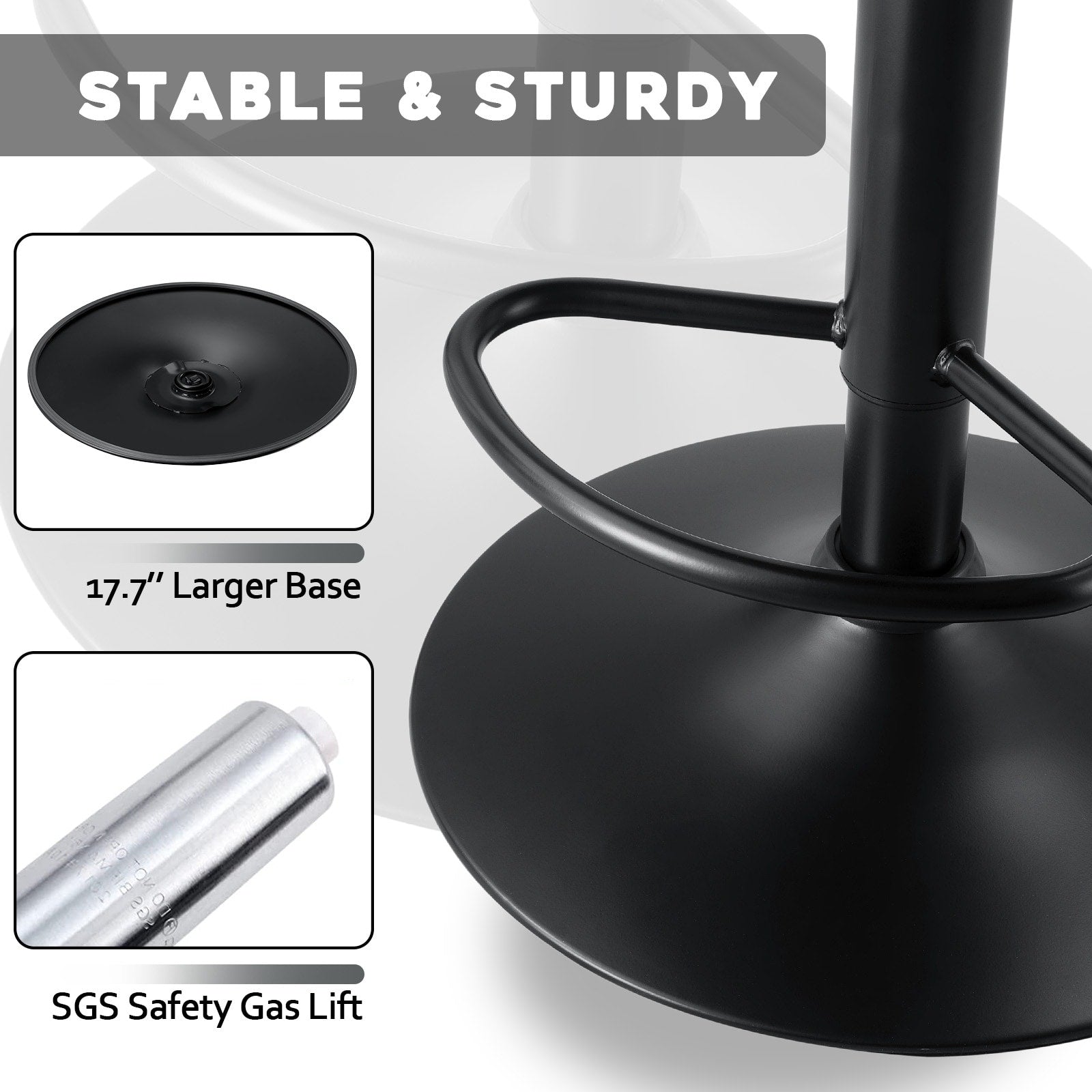 Bossin Adjustable Swivel Bar Stools with Backs – Counter Height