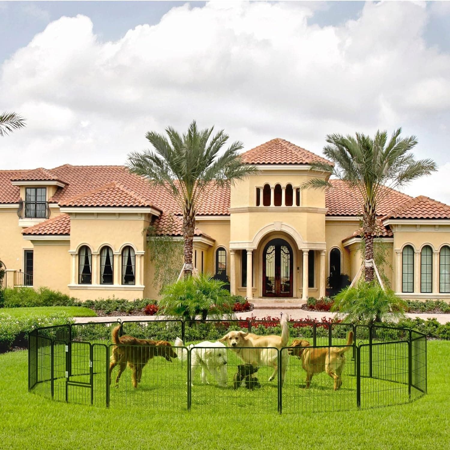 Bossin Dog Playpen Dog Kennel Pen Cage Dog Fence Exercise Pen with Doors 8/16/24 Panel