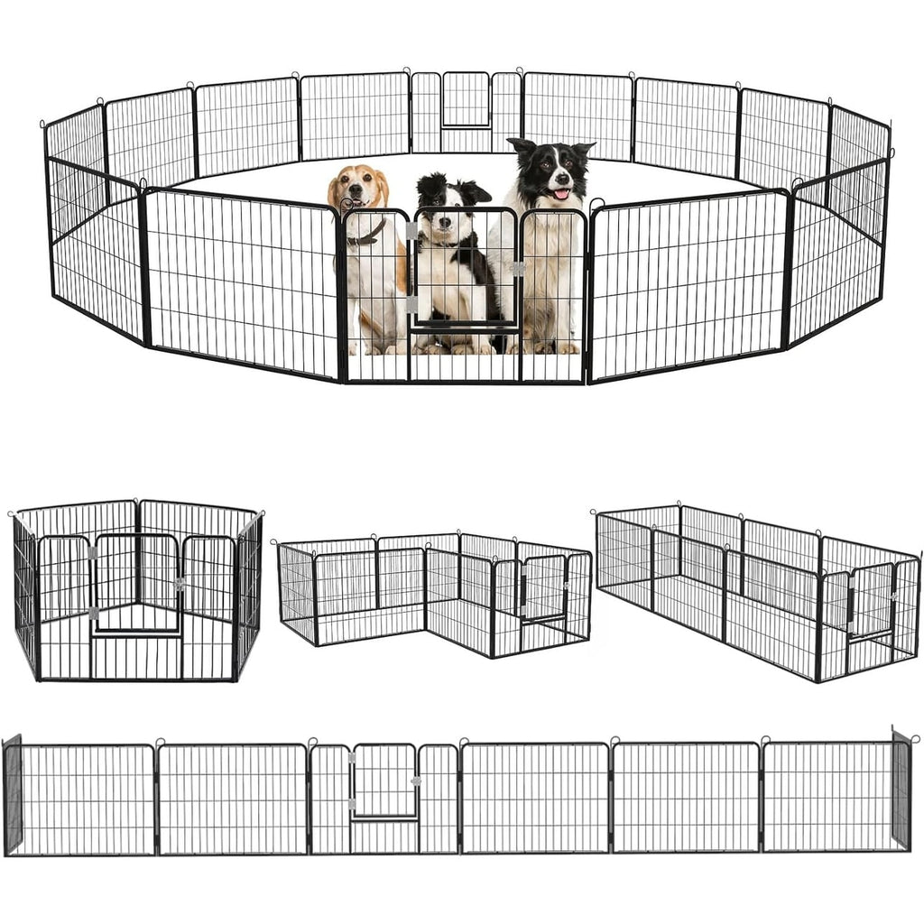 Bossin Dog Playpen Dog Kennel Pen Cage Dog Fence Exercise Pen with Doors 8/16/24 Panel