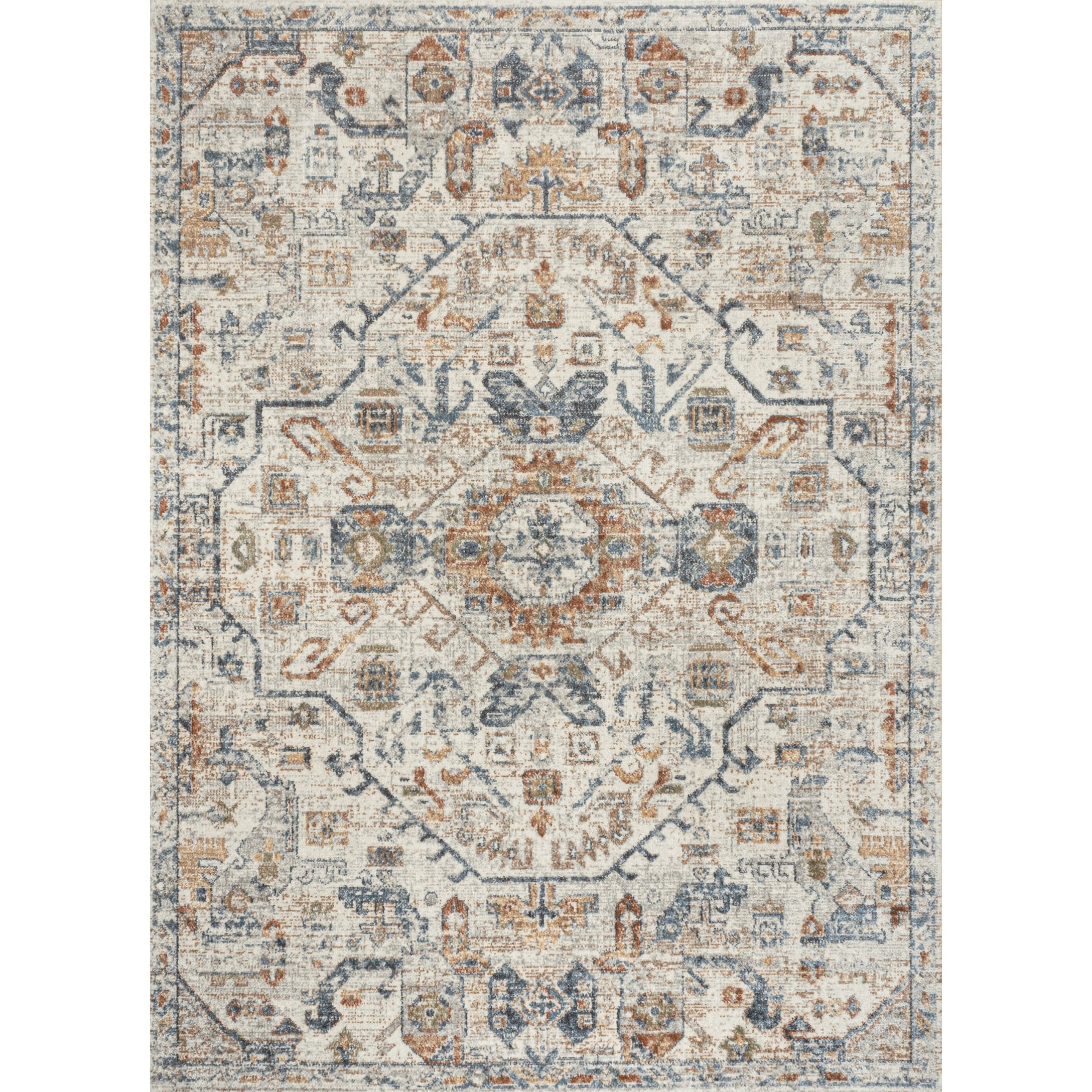 JONATHAN Y Brandy Bohemian Medallion Low-Pile Machine-Washable Cream/Terra Area Rug