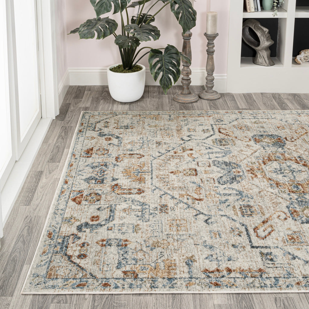 JONATHAN Y Brandy Bohemian Medallion Low-Pile Machine-Washable Cream/Terra Area Rug