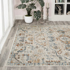 JONATHAN Y Brandy Bohemian Medallion Low-Pile Machine-Washable Cream/Terra Area Rug