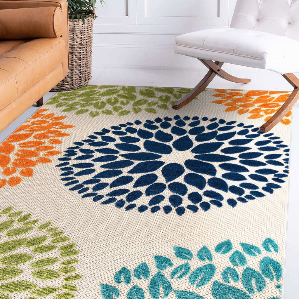 Brescia Modern Floral Circles Indoor/Outdoor Area Rug