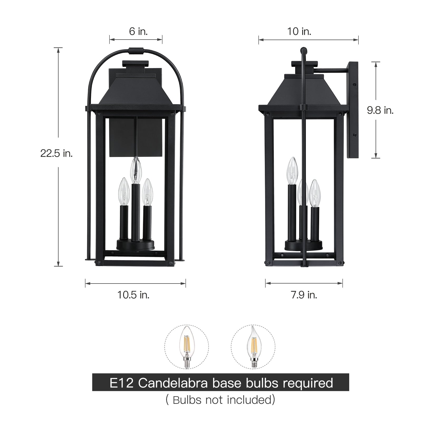 Brits Black Outdoor Wall Lantern Sconce Light