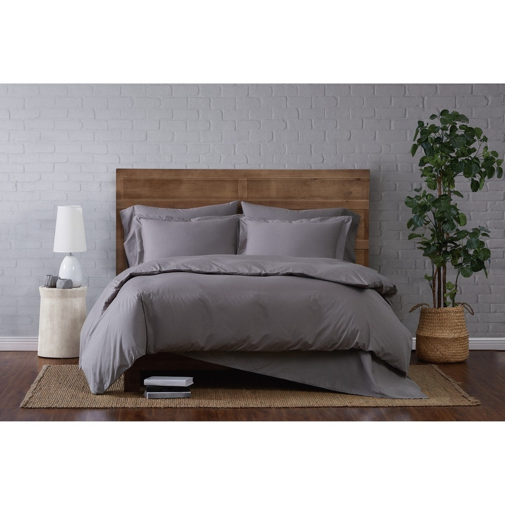 Brooklyn Loom Tight-Weave Cotton Percale Duvet Set