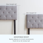 Brookside Kaylee Adjustable Square & Diamond Tufted Upholstered Headboard