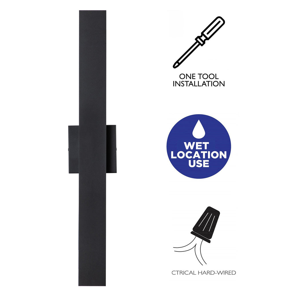 C Cattleya 2-Light Matte Black Aluminum LED Outdoor Wall Sconce