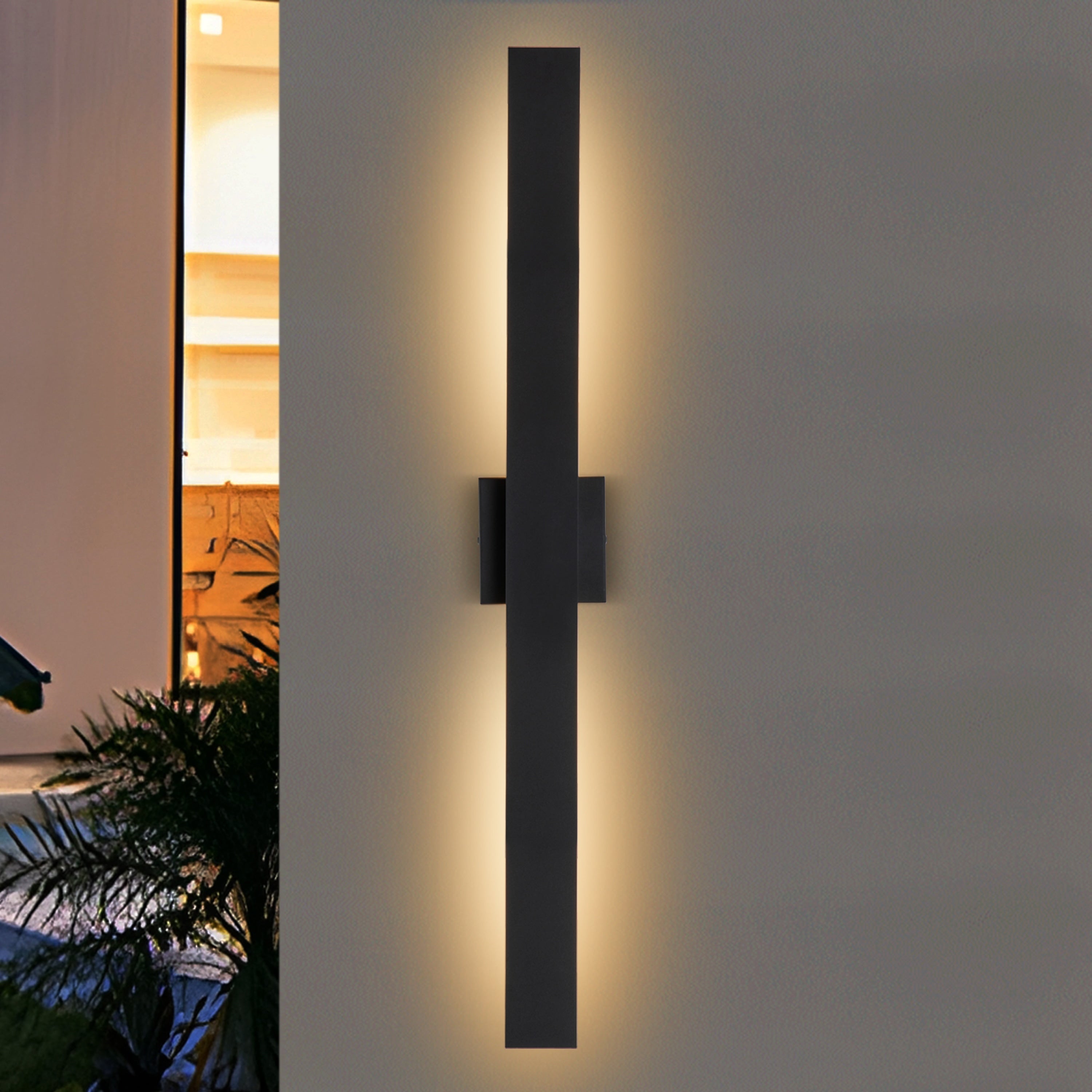 C Cattleya 2-Light Matte Black Aluminum LED Outdoor Wall Sconce
