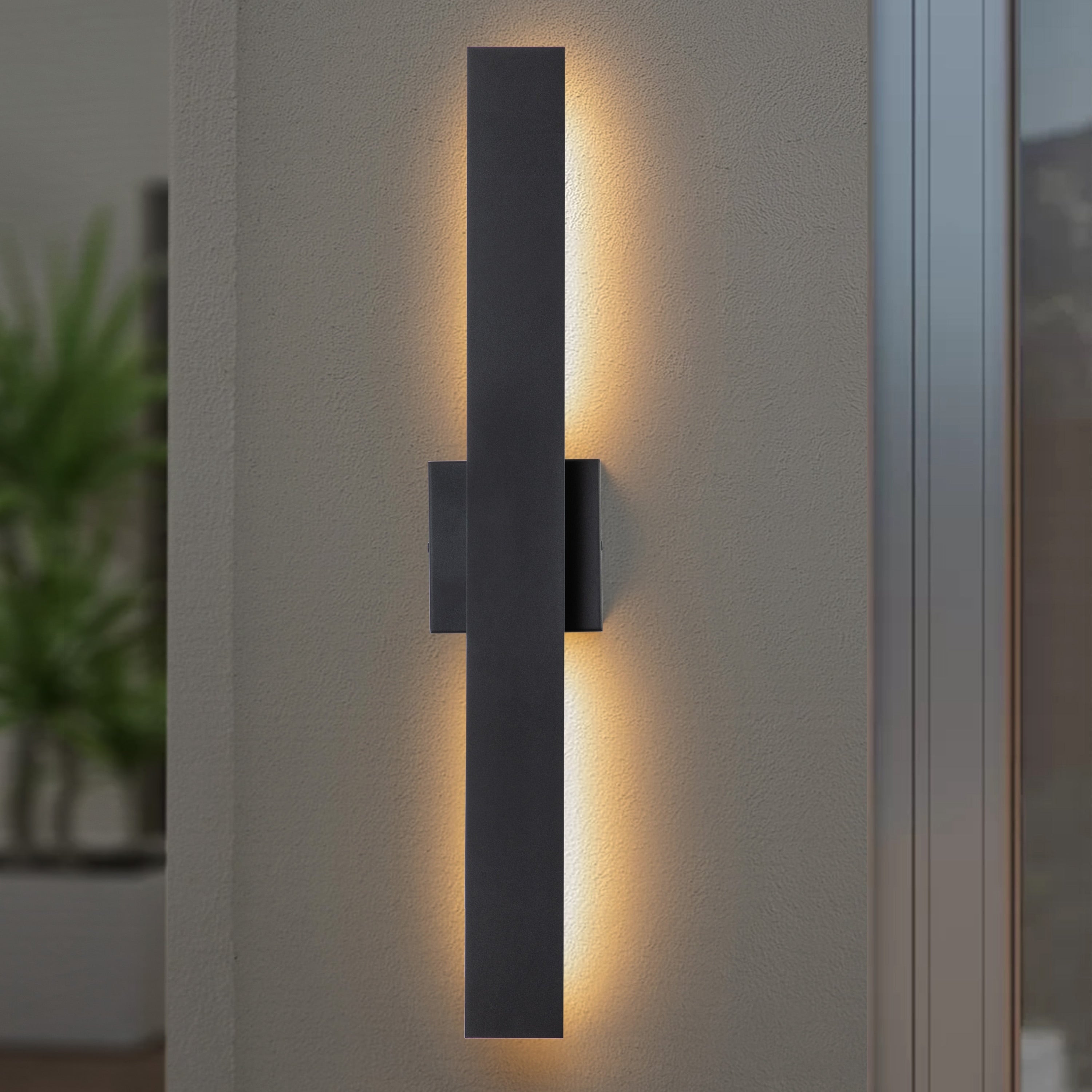 C Cattleya 2-Light Matte Black Aluminum LED Outdoor Wall Sconce