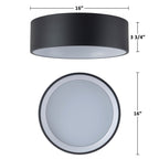 C Cattleya Black and Woodgrain 3CCT Integrated LED Flush Mount Ceiling Light
