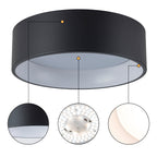 C Cattleya Black and Woodgrain 3CCT Integrated LED Flush Mount Ceiling Light