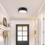 C Cattleya Black and Woodgrain 3CCT Integrated LED Flush Mount Ceiling Light