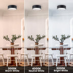 C Cattleya Black and Woodgrain 3CCT Integrated LED Flush Mount Ceiling Light