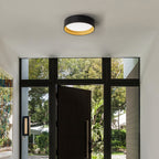 C Cattleya Black and Woodgrain 3CCT Integrated LED Flush Mount Ceiling Light