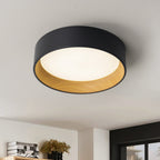 C Cattleya Black and Woodgrain 3CCT Integrated LED Flush Mount Ceiling Light