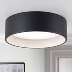 C Cattleya Black and Woodgrain 3CCT Integrated LED Flush Mount Ceiling Light