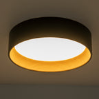 C Cattleya Black and Woodgrain 3CCT Integrated LED Flush Mount Ceiling Light